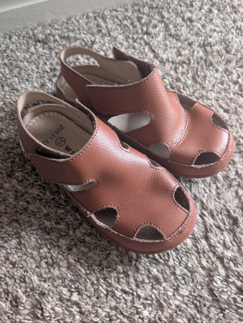 Boys Leather Fisherman Sandals Brown Size 13